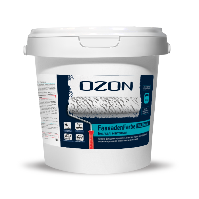 Краска фасадная OZON Fassadenfarbe Siloxan ВД-АК-114АМ-4,2 А (белая)  морозостойкая